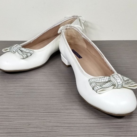 Stuart Weitzman Kids Miss Bolshoibow, White, Youth (6-10 years) Size 5 / 36 - Picture 4 of 12